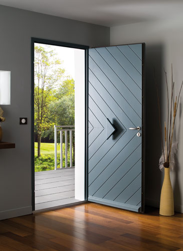 porte d'entrée bois grise anthracite Actua - GIMM Menuiseries