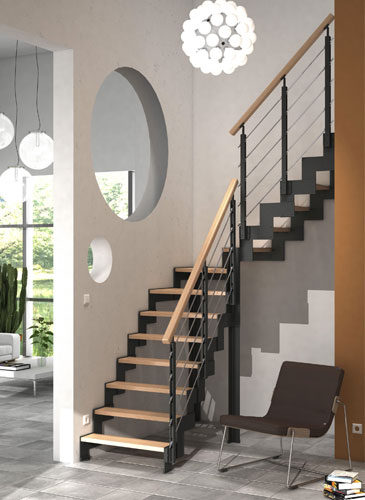 escalier limon crémaillère bois métal