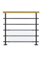 Balustrade Alliance bois et métal : main courante bois et tubes et poteaux rectangulaire en acier