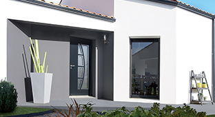 Porte d'entrée sur-mesure aluminium GIMM Menuiseries