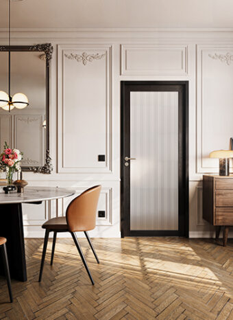 porte intérieur SAVANA Noir flammé vitrage strié - GIMM Menuiseries